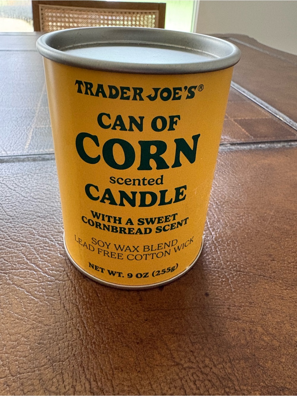 Trader Joe’s Can of Corn Scented Candle – Sweet Cornbread Scent – 9 oz – New